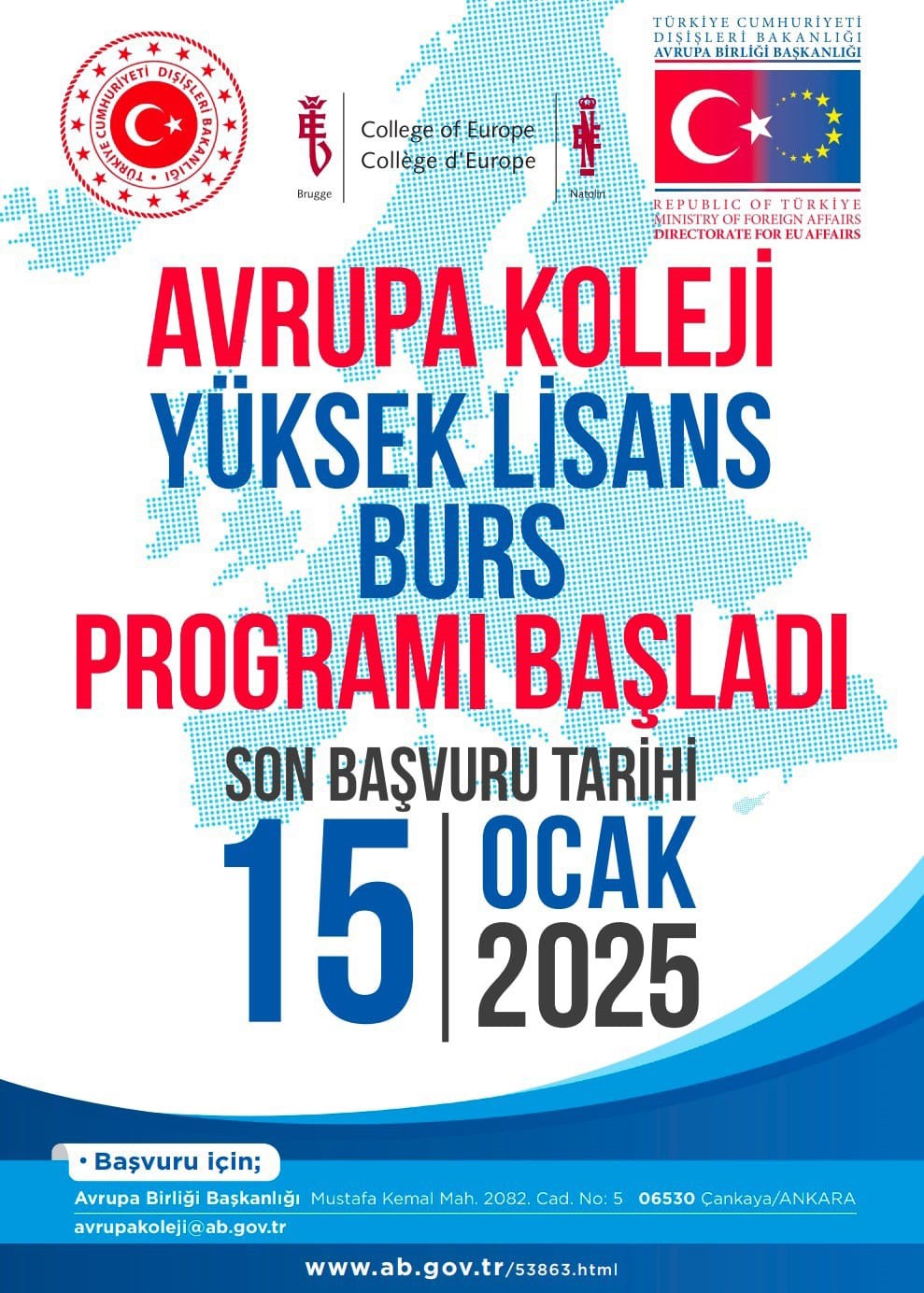 Avrupa Koleji Yüksek Lisans Burs Programı 2025-2026